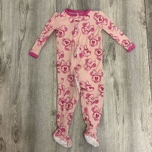 Disney Minnie Mouse Pink Zip Up Footed Sleeper Size 18 Months